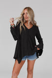 Golden Hour Long Bell Sleeve Top - Charcoal: XL