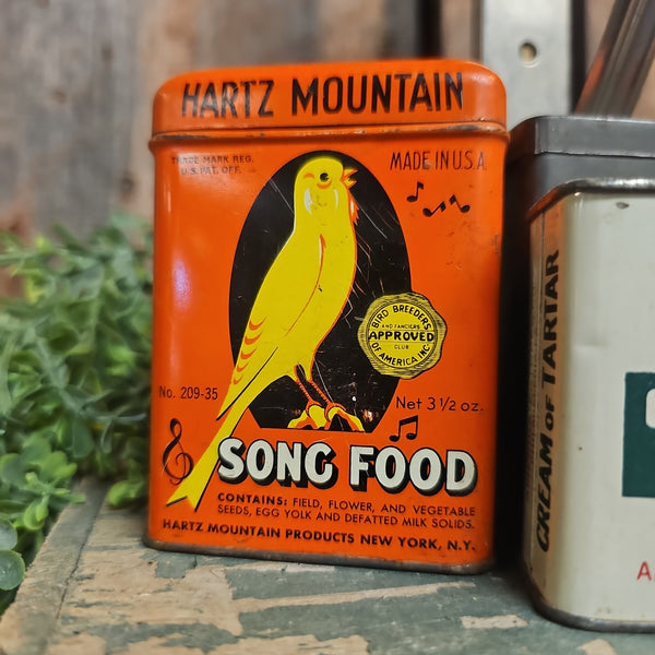 Vintage "Hartz Mountain Song Food" Tin