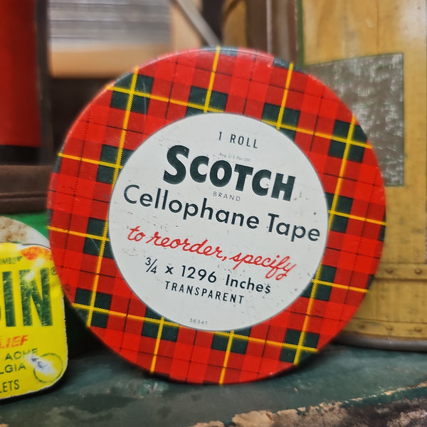 Vintage Plaid Scotch Cellophane Tape Tin