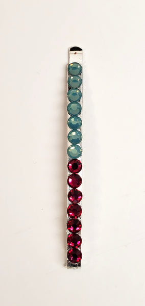Two Color Rhinestoned Barrette - Pacific Opal & Ruby