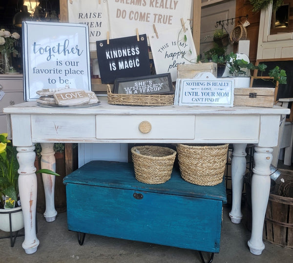 Old White Console Table