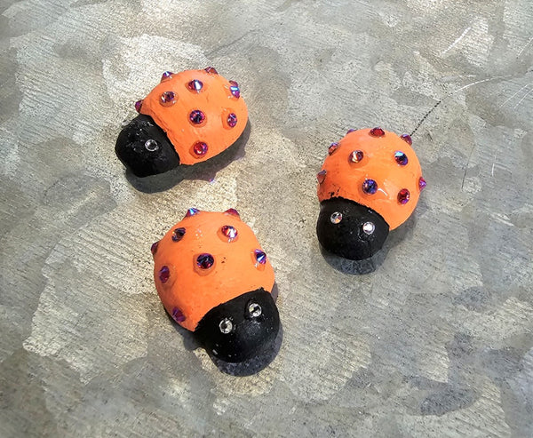 Neon Orange Ladybug Magnets - Set of 3