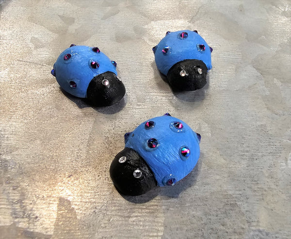 Neon Blue Ladybug Magnets - Set of 3