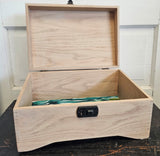 Tan Washed Oak Box with Lock & Key