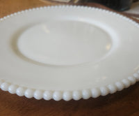 Vintage Beaded Rim Milk Glass Plate