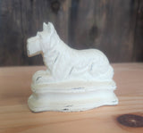 Cast Iron White Scottie Door Stop/Book End