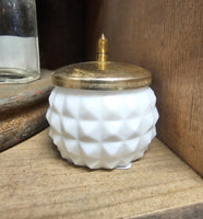 Vintage Diamond Point Milk Glass Sugar Bowl