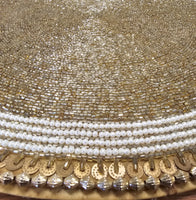 Gold Beaded Charger with White Rim