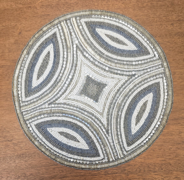 Silver & Blue Beaded Charger