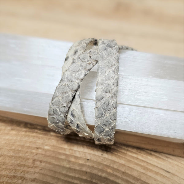 Three Wrap Snake Print Leather Bracelet