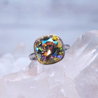 Lt. Peach GB Cushion Cut Crystal Ring