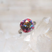 Rose AB Cushion Cut Crystal Ring