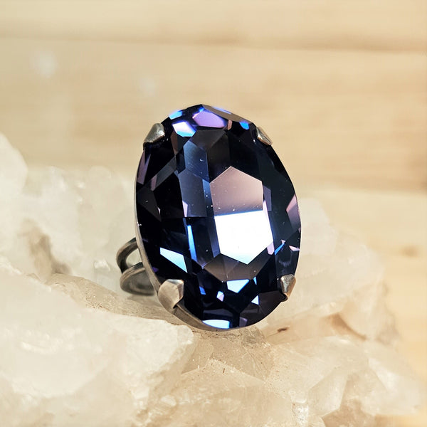 Tanzanite Oval Cut Crystal Ring