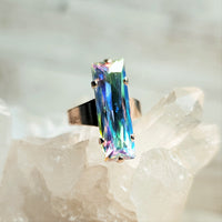 Aqua GB Vertical Baguette Cut Crystal Ring