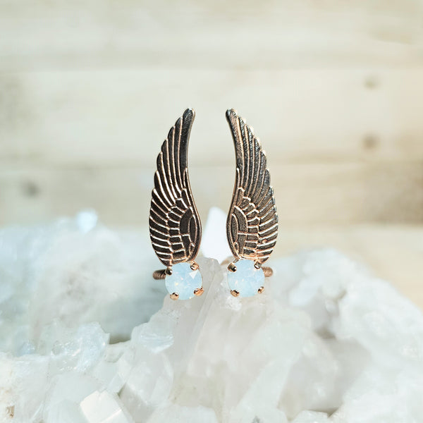 White Opal Crystal Wing Ring