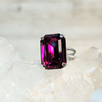 Ruby Emerald Cut Crystal Ring
