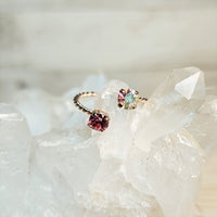 Indian Pink & Jonquil AB 6mm Chaton Cut Crystal Ring