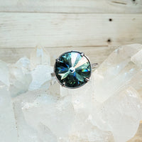 Aquamarine Champagne Rivoli Cut Crystal Ring