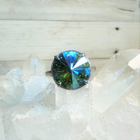 Peridot AB Rivoli Cut Crystal Ring