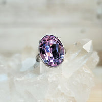 Violet Oval Cut Crystal Ring