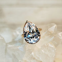 Crystal Pear Cut Crystal Ring