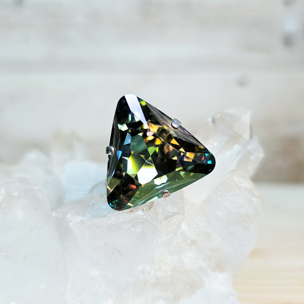 Verde Triangle Cut Crystal Ring