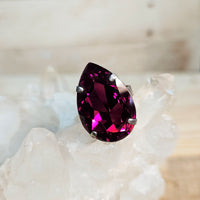 Ruby Pear Cut Crystal Ring