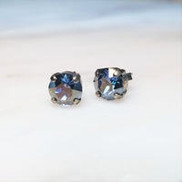 Denim Crystal Stud Earrings