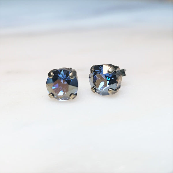 Denim Crystal Stud Earrings