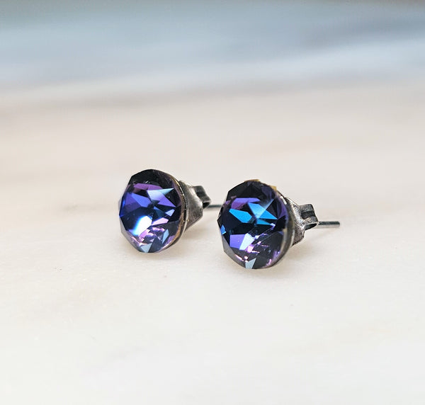 Heliotrope Crystal Stud Earrings
