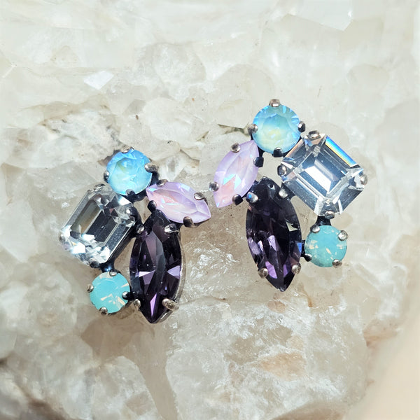 Five Stone Crystal Stud Earrings