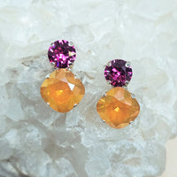 Fuchsia & White Opal Summer Blush Two Stone Stud Earrings