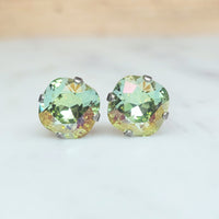 Chrysolite Lemon Cushion Cut Crystal Stud Earrings