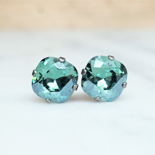 Erinite Cushion Cut Crystal Stud Earrings