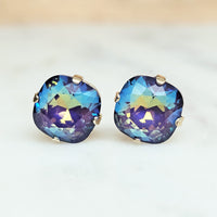 Ultra Purple Cushion Cut Crystal Stud Earrings