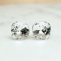 Crystal Cushion Cut Stud Earrings