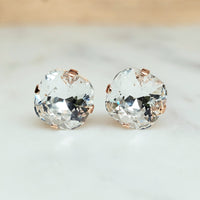 Crystal Cushion Cut Crystal Stud Earrings