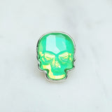 Ultra Green Glo Crystal Skull Pin