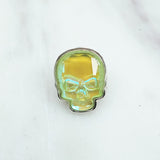 Ultra Lime Crystal Skull Pin