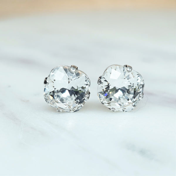 Crystal Cushion Cut Crystal Stud Earrings