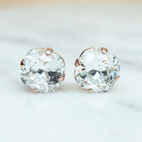 Crystal Cushion Cut Crystal Stud Earrings