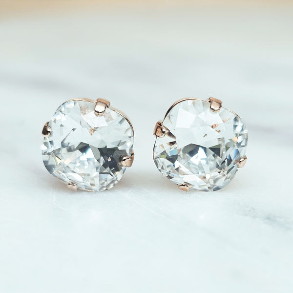 Crystal Cushion Cut Crystal Stud Earrings