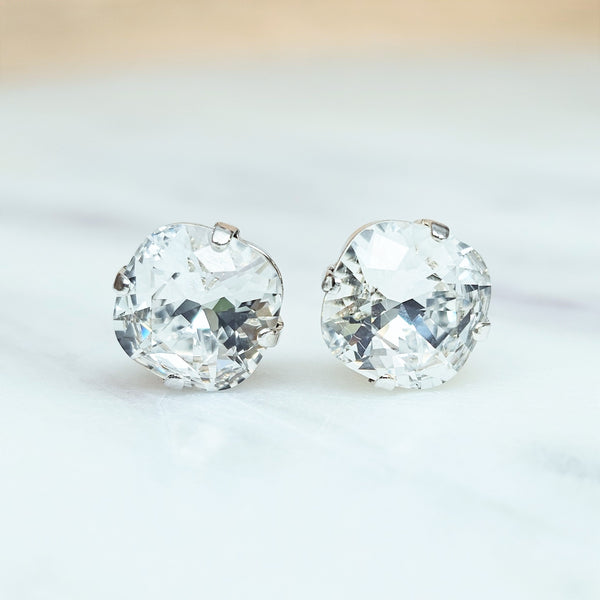 Crystal Cushion Cut Crystal Stud Earrings