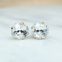 Crystal Cushion Cut Crystal Stud Earrings