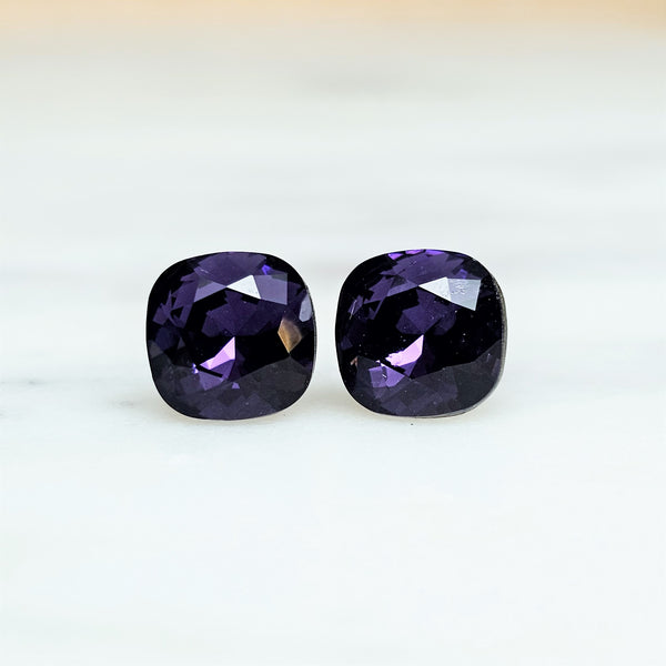 Purple Velvet Cushion Cut Crystal Stud Earrings