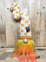 White & Orange Polka Dot Hat Gnome