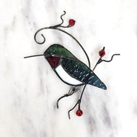 Stained Glass Perched Hummingbird