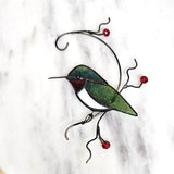 Stained Glass Perched Hummingbird