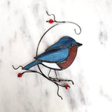 Stained Glass Blue & Red Bird