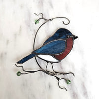 Stained Glass Blue & Red Bird